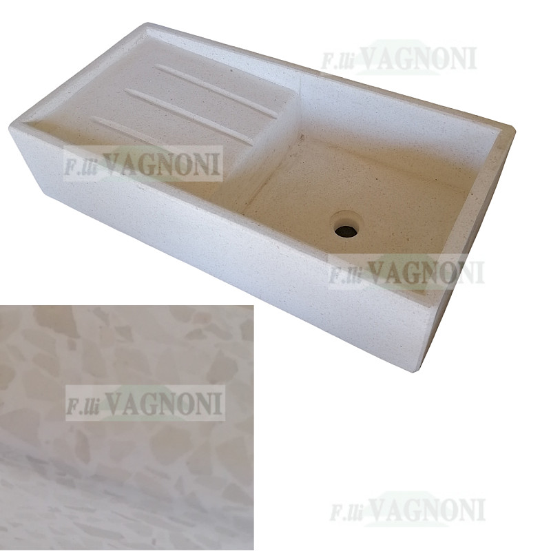 LAVANDINO SGOCC. IN GRANIGLIA DI MARMO E CEMENTO CM. 80X40